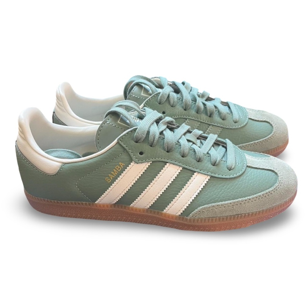 NEW! Adidas Samba OG Silver Green Gum Special Sneaker Women’s US Size 8 - Picture 2 of 10